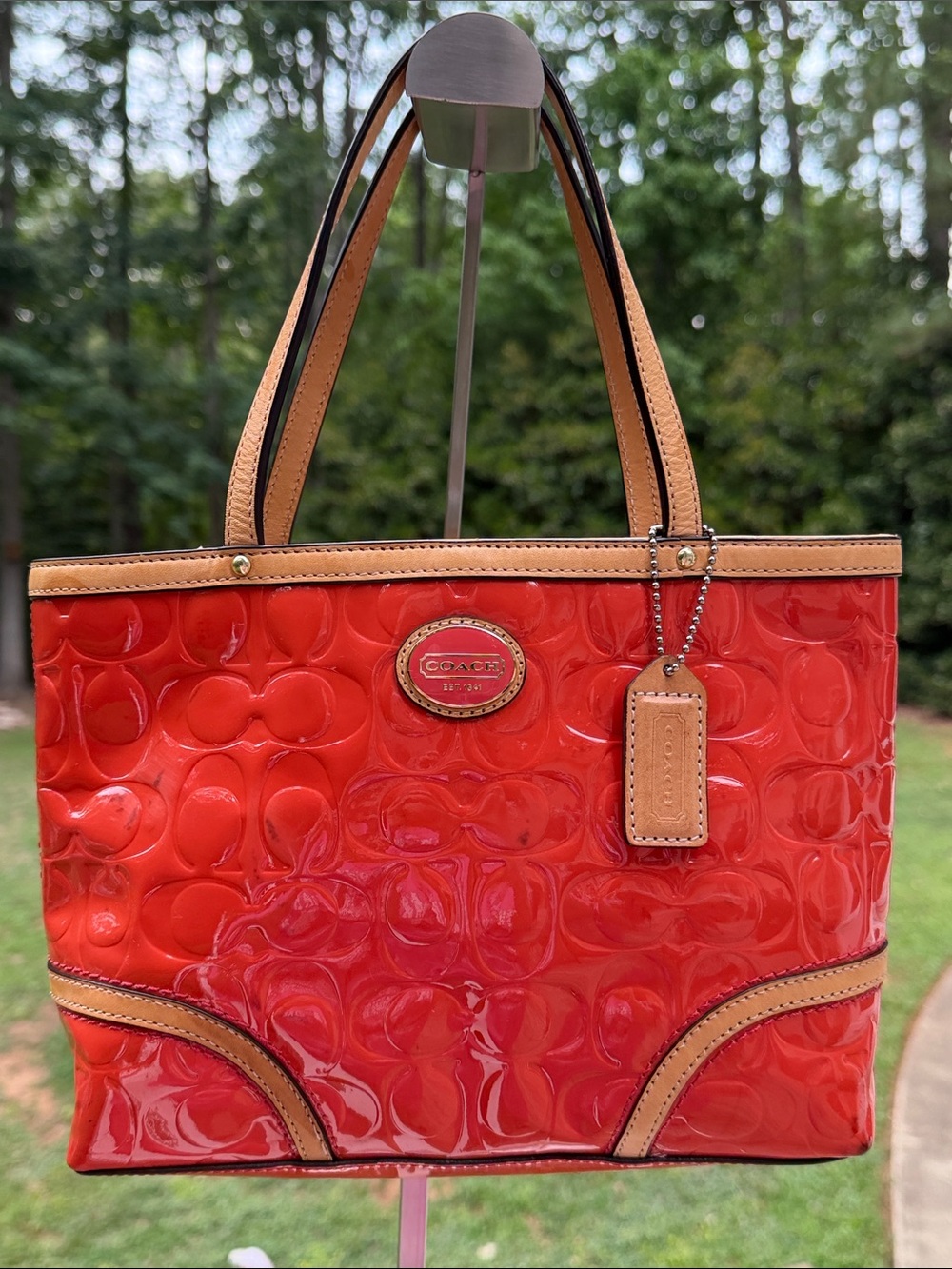Coach PEYTON EMBOSSED PATENT TOP HANDLE TOTE GUC see all pictures w tag
